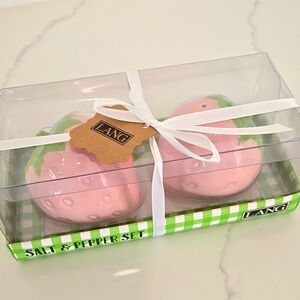 Lang Strawberry Salt and Pepper Shaker Set Pink New with tags